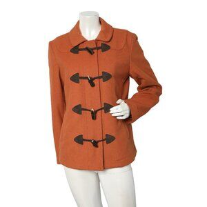 Gap Wool Blend Duffle Coat Winter Fall Peacoat Jacket Orange Brown Zipper Toggle
